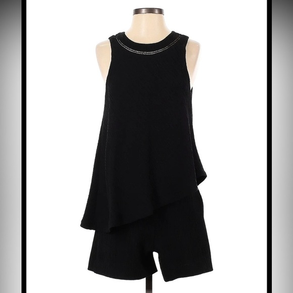 Elevenses Layered Ruffled Romper in Black Size Small - Picture 1 of 14